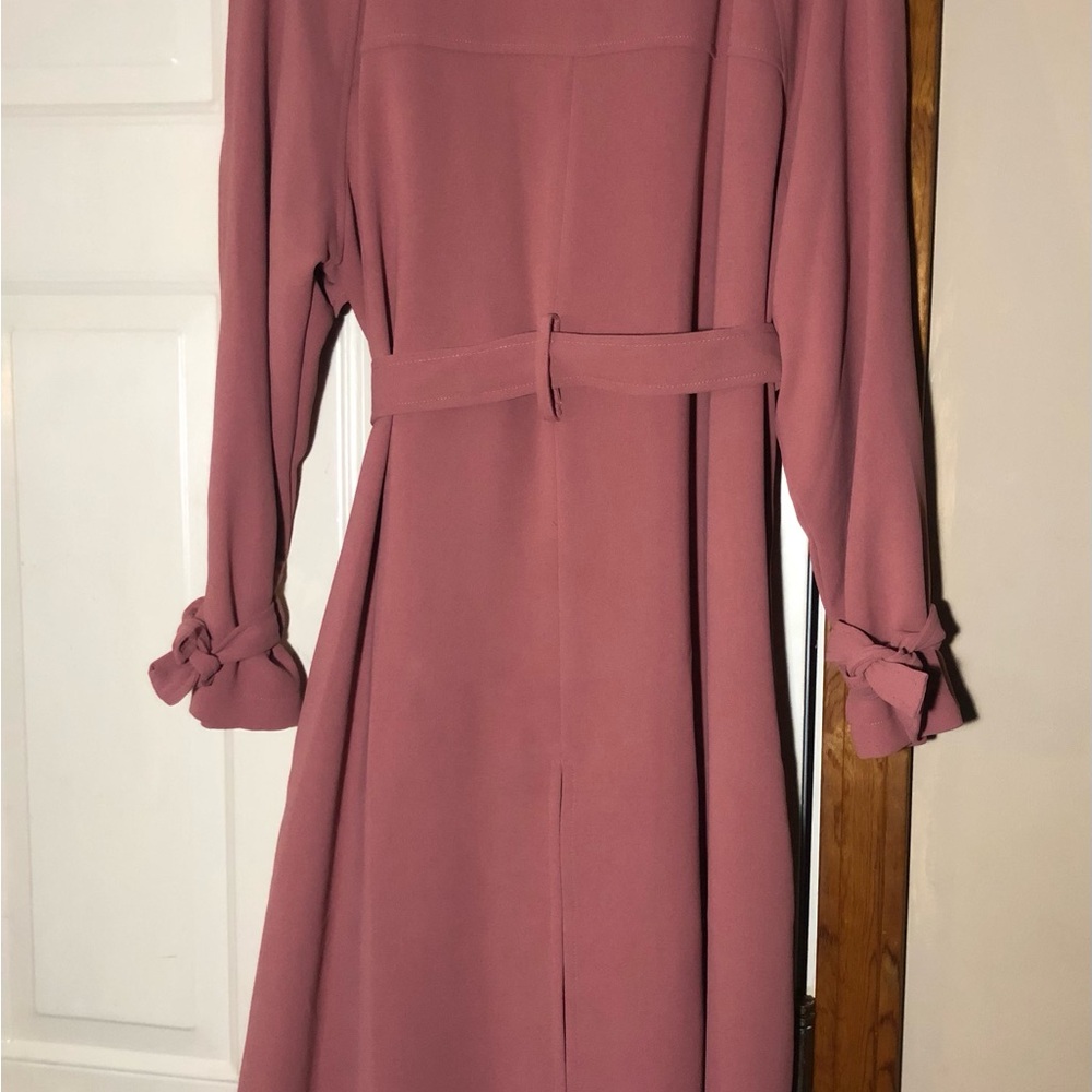 Nine West  Wrap pink Trench coat with Tie Waist - Picture 6 of 9
